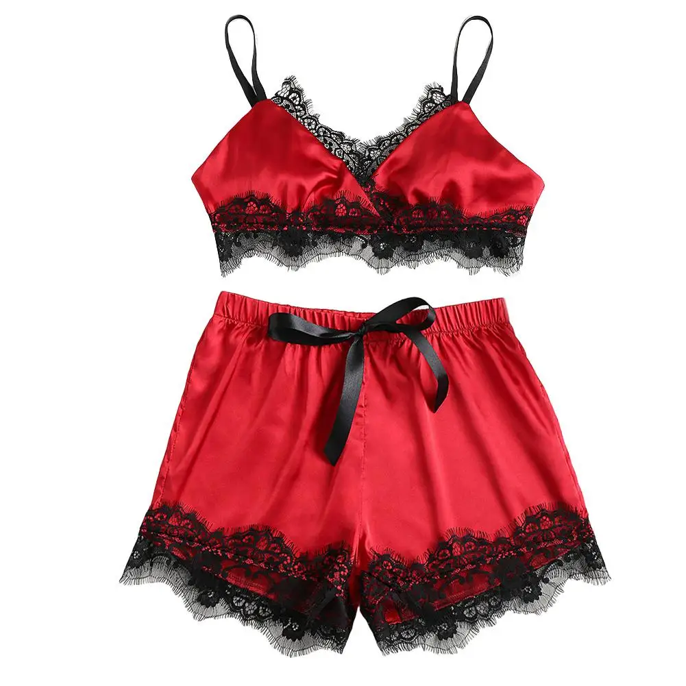 Women Sexy Lace Patchwork Sleepwear Set Spaghetti Straps Bra Elastic Bow Shorts Sexy Spaghetti Straps Bra Elastic Bow Shorts
Women Sexy Lace Patchwork Sleepwear Set Spaghetti Straps Bra Elastic Bow Shorts Sexy Spaghetti Straps Bra Elastic Bow Shorts