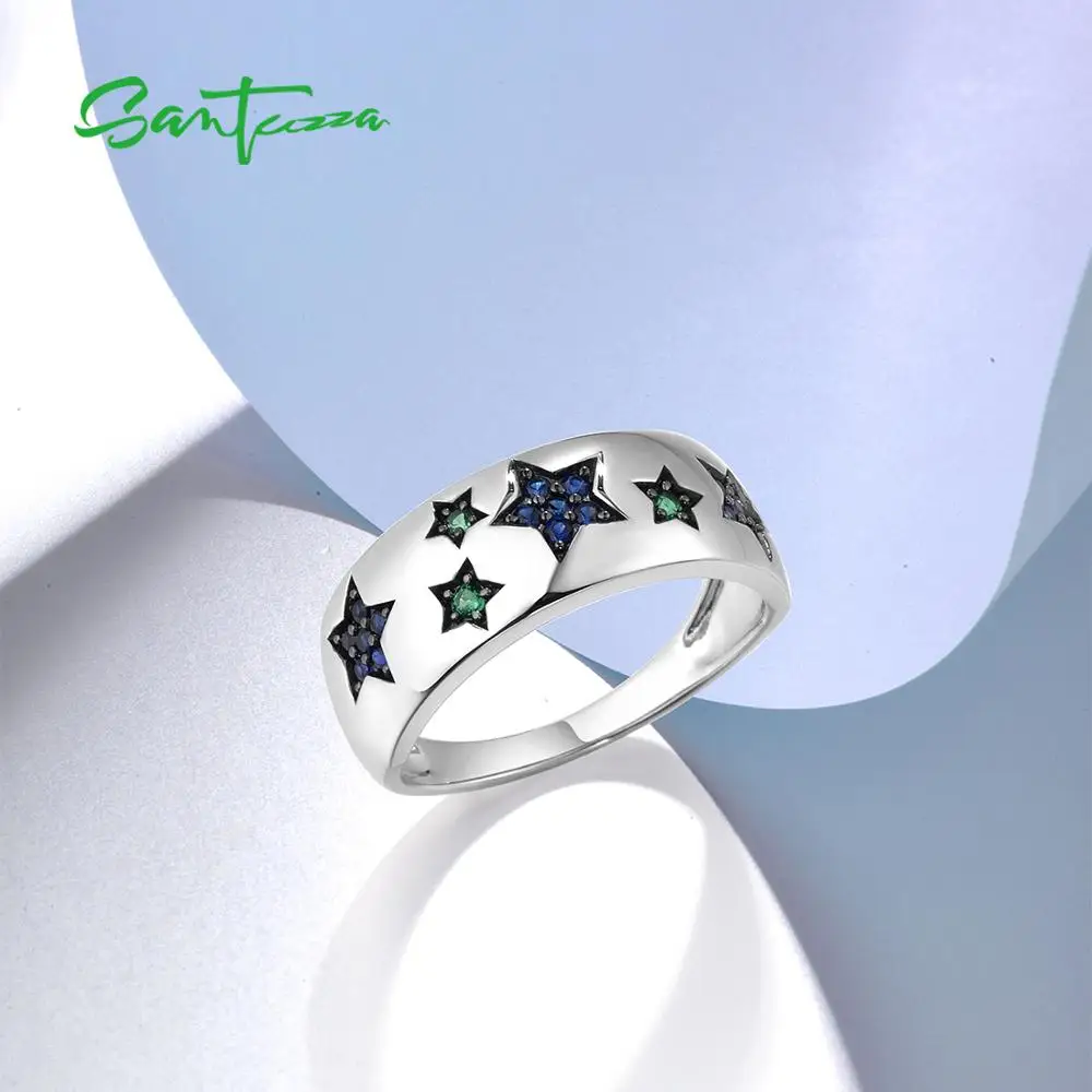 Женское серебряное кольцо SANTUZZA со сверкающими синими сапфирами и шпинелью