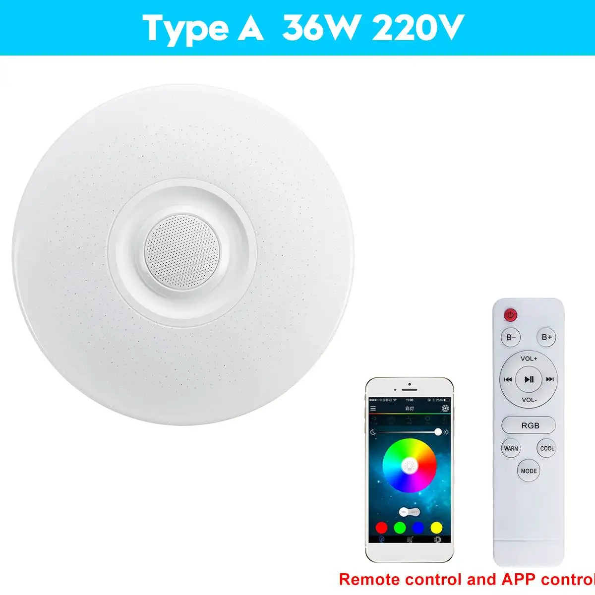 Modern WIFI LED Ceiling Lights Home Lighting 36W 72W APP bluetooth Music Light Bedroom Lamps Smart Ceiling Lamp+Remote Control
Modern WIFI LED Ceiling Lights Home Lighting 36W 72W APP bluetooth Music Light Bedroom Lamps Smart Ceiling Lamp+Remote Control