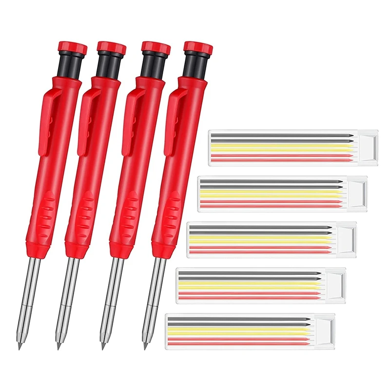 4 Pieces Solid Carpenter Pencil with 30 Pieces Leads Refills Built-in Sharpener Pencils for Wood Marker Drawing Scriber
4 Pieces Solid Carpenter Pencil with 30 Pieces Leads Refills Built-in Sharpener Pencils for Wood Marker Drawing Scriber