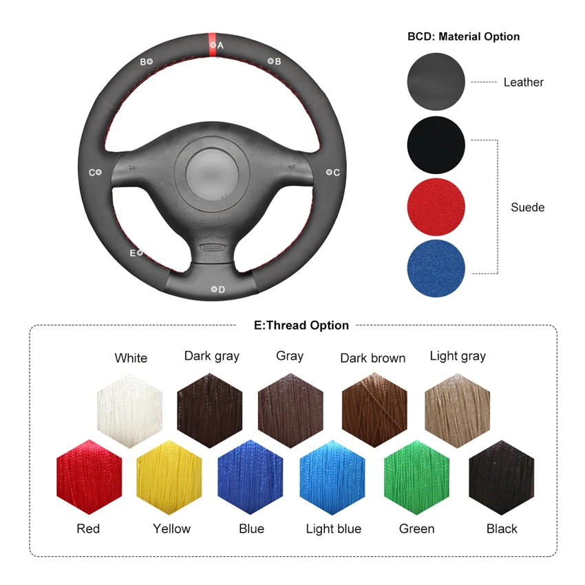 MEWANT Black Genuine Leather Suede Steering Wheel Cover For Volkswagen VW Golf 4 (IV) Passat B5 Passat Variant Polo
MEWANT Black Genuine Leather Suede Steering Wheel Cover For Volkswagen VW Golf 4 (IV) Passat B5 Passat Variant Polo
