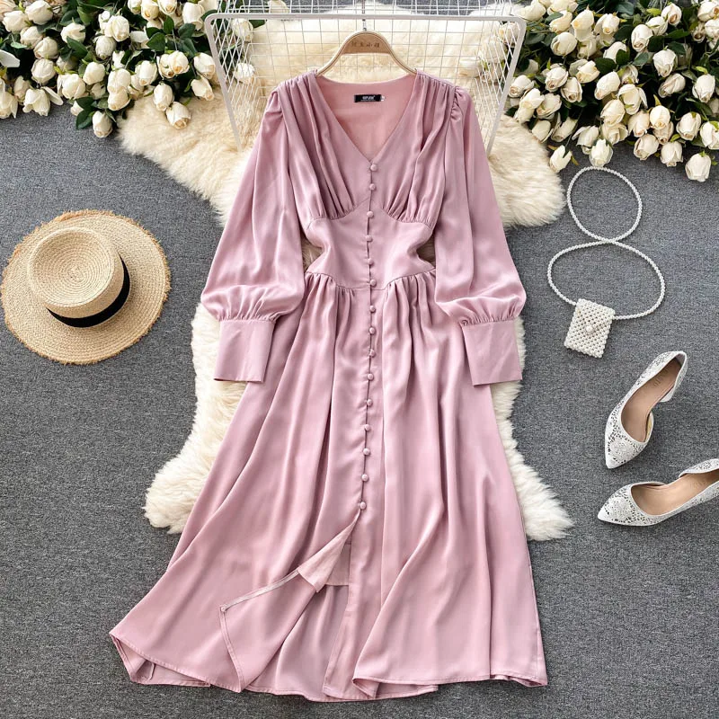 Runway Autumn Spring Vintage Lantern Sleeve Satin High Waist Boho Pleated Party Maxi Dress Elegant Luxury Dresses Women 2021 New
Runway Autumn Spring Vintage Lantern Sleeve Satin High Waist Boho Pleated Party Maxi Dress Elegant Luxury Dresses Women 2021 New