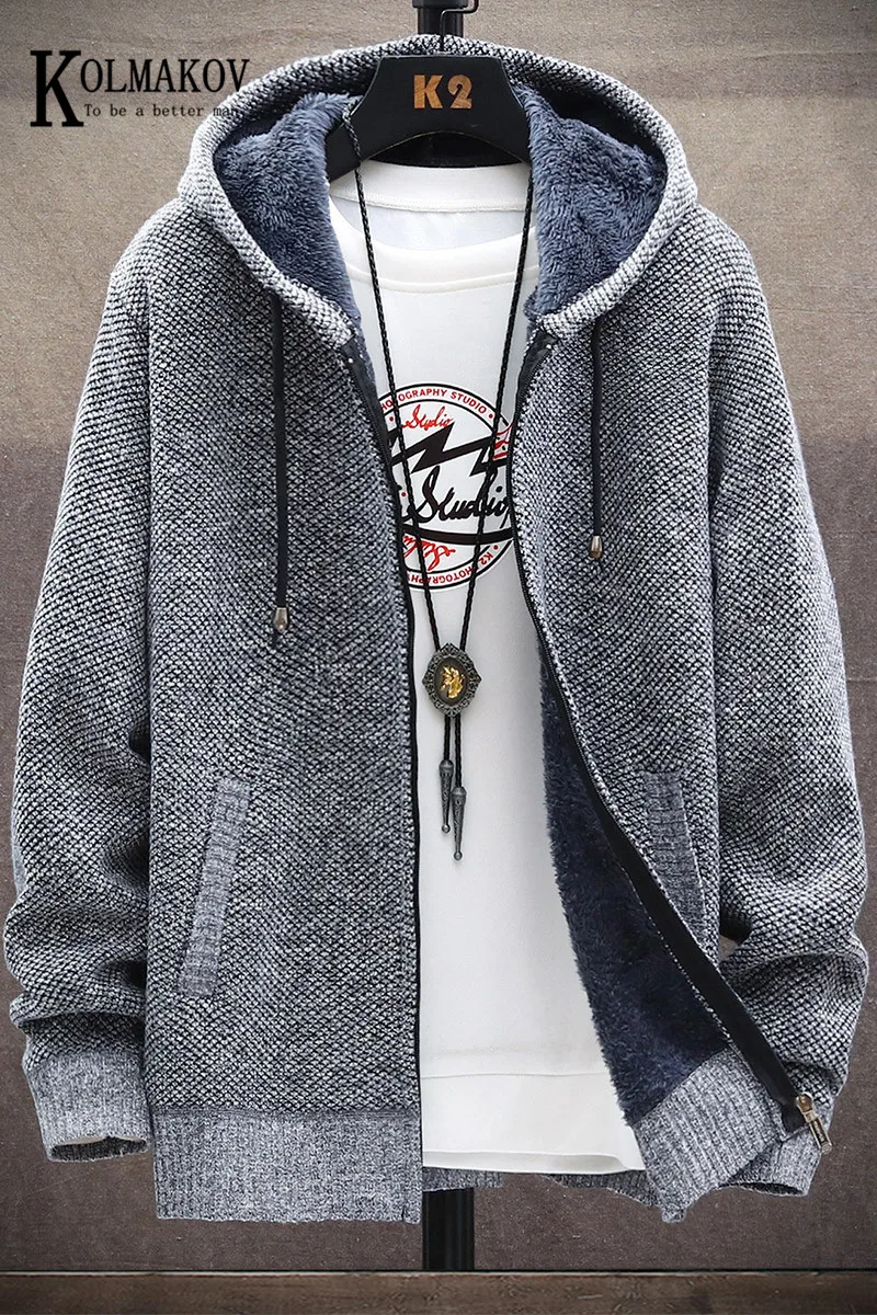 KOLMAKOV Men's New Autumn And Winter Sweater Jackets Add Velvet And Thicken Plus-Size Solid Color Hhoodie Coat Male
KOLMAKOV Men's New Autumn And Winter Sweater Jackets Add Velvet And Thicken Plus-Size Solid Color Hhoodie Coat Male