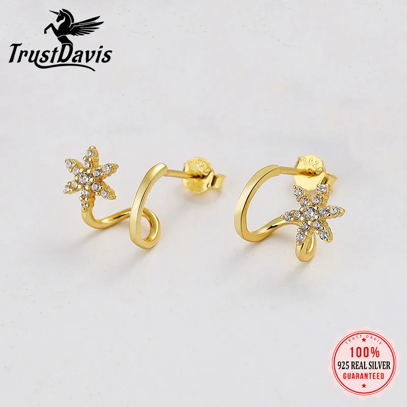 TrustDavis Trendy Flower Stud Earrings Real 925 Sterling Silver Earring Double C Shape for Women Romantic Wedding Jewelry J112
TrustDavis Trendy Flower Stud Earrings Real 925 Sterling Silver Earring Double C Shape for Women Romantic Wedding Jewelry J112