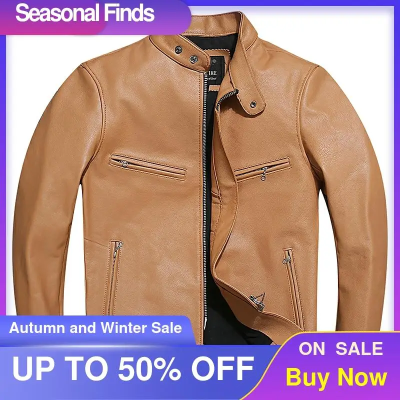2021 Light Brown Genuine Leather Jacket Men Motorcycle Style Plus Size 4XL Real Natural Cowhide Spring Slim Fit Short Biker Coat
2021 Light Brown Genuine Leather Jacket Men Motorcycle Style Plus Size 4XL Real Natural Cowhide Spring Slim Fit Short Biker Coat