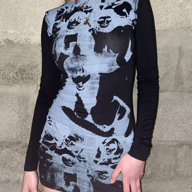Gothic Clothes Aesthetic Print Spring Autunm Women's Dress Mini Dresses Long Sleeve Slim Fit Dresses Bodycon Streetwear Y2k 
Gothic Clothes Aesthetic Print Spring Autunm Women's Dress Mini Dresses Long Sleeve Slim Fit Dresses Bodycon Streetwear Y2k
