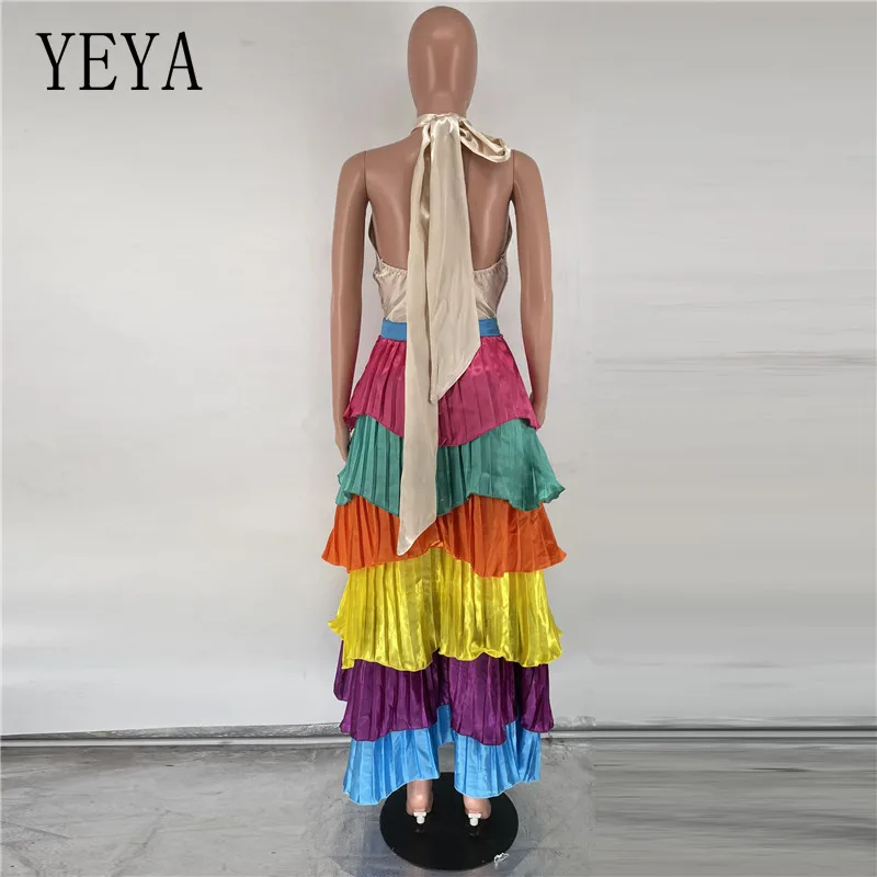 YEYA Multicolor Creasing Cake Bodycon Patchwork Hollow Out Haiter Sleeveless Off Shoulder Lace Up Bandage Casual Party Dress
YEYA Multicolor Creasing Cake Bodycon Patchwork Hollow Out Haiter Sleeveless Off Shoulder Lace Up Bandage Casual Party Dress