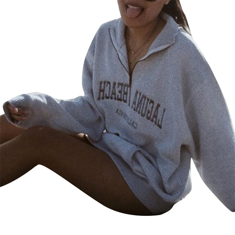 Hirigin Women Hip Hop Streetwear Casual Clothes Stand Collar Pullover Long Sleeve V Neck 1/4 Zip Letter Embroidery Sweatshirt
Hirigin Women Hip Hop Streetwear Casual Clothes Stand Collar Pullover Long Sleeve V Neck 1/4 Zip Letter Embroidery Sweatshirt