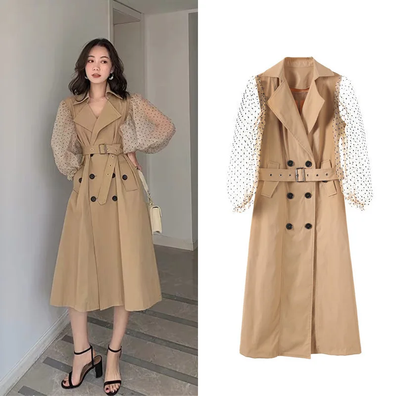 fund autumn winters New gauze lantern sleeve splicing female G0797 paragraph dust coat grows in khaki coat
fund autumn winters New gauze lantern sleeve splicing female G0797 paragraph dust coat grows in khaki coat