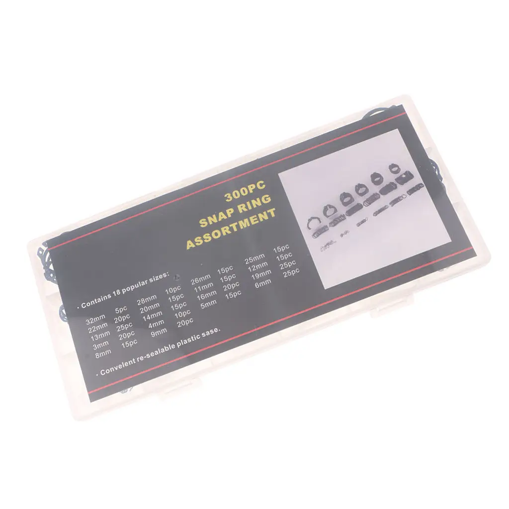 300 шт. набор колец с-образными зажимами в ассортименте 18 популярных размеров черного цвета с чехлом 
300 шт. набор колец с-образными зажимами в ассортименте 18 популярных размеров черного цвета с чехлом