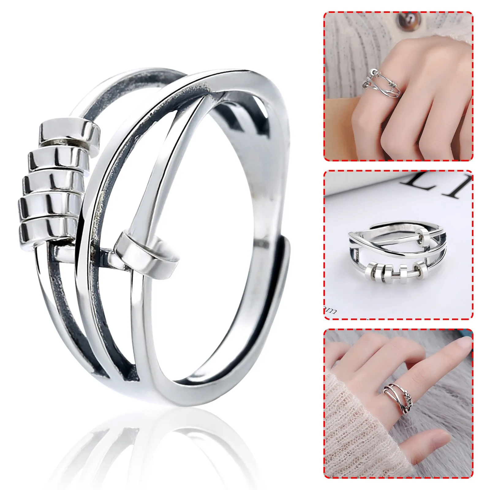 Zircon Rotating Ring Relieving Stress Sparkling Cubic Zirconia Spinner Coppers Ring Open Adjustable for Valentine's Day Gift #40
Zircon Rotating Ring Relieving Stress Sparkling Cubic Zirconia Spinner Coppers Ring Open Adjustable for Valentine's Day Gift #40