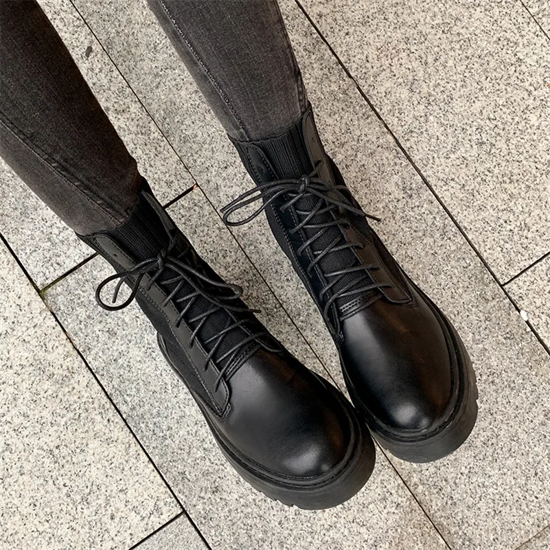 Meotina Winter Ankle Boots Women Natural Genuine Leather Flat Platform Short Boots Lace Up Round Toe Shoes Lady Fall Size 34-39
Meotina Winter Ankle Boots Women Natural Genuine Leather Flat Platform Short Boots Lace Up Round Toe Shoes Lady Fall Size 34-39