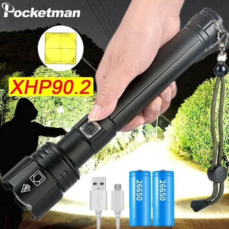 Мощный светодиодный фонарик XHP90.2, водонепроницаемый портативный фонарь с зарядкой от USB, уличный фонарь для кемпинга, ночного бега
Мощный светодиодный фонарик XHP90.2, водонепроницаемый портативный фонарь с зарядкой от USB, уличный фонарь для кемпинга, ночного бега