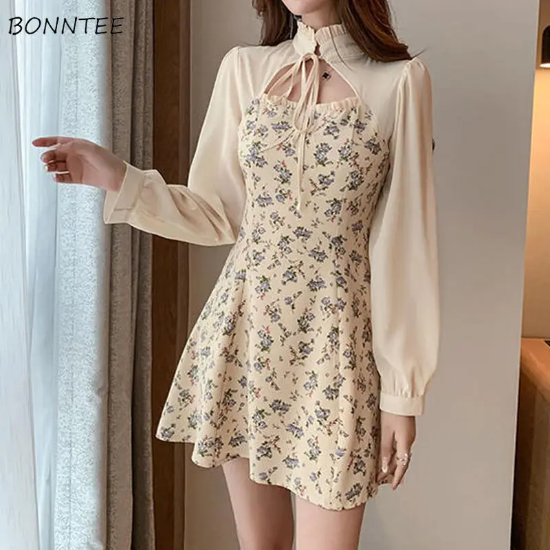 Long Sleeve Dresses Women Lace-up Patchwork Stand Collar Students Lovely Ins Trendy A-line Mini Leisure Korean Style Vestido New
Long Sleeve Dresses Women Lace-up Patchwork Stand Collar Students Lovely Ins Trendy A-line Mini Leisure Korean Style Vestido New