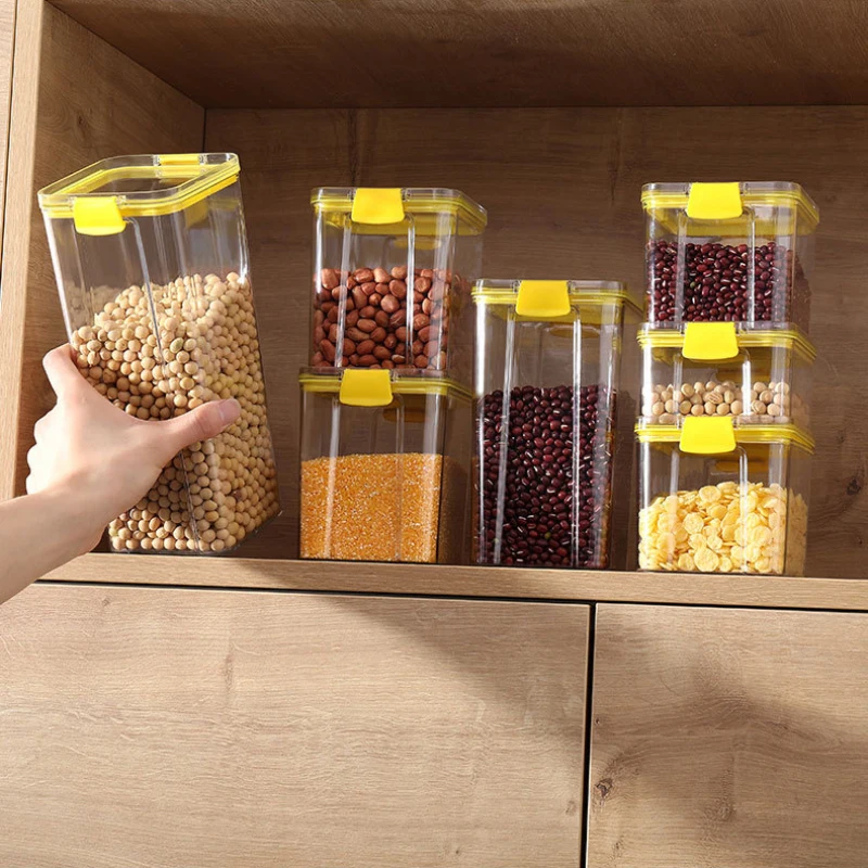 Kitchen Food Grain Containers Transparent Sealed Storage Box Nut Snack Storage Tank Square Sealed Jar Airtight Pantry
Kitchen Food Grain Containers Transparent Sealed Storage Box Nut Snack Storage Tank Square Sealed Jar Airtight Pantry