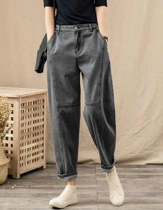 2021 Spring Korea Fashion Women High Waist Loose Vintage Gray Jeans All-matched Casual Cotton Denim Harem Pants Plus Size
2021 Spring Korea Fashion Women High Waist Loose Vintage Gray Jeans All-matched Casual Cotton Denim Harem Pants Plus Size