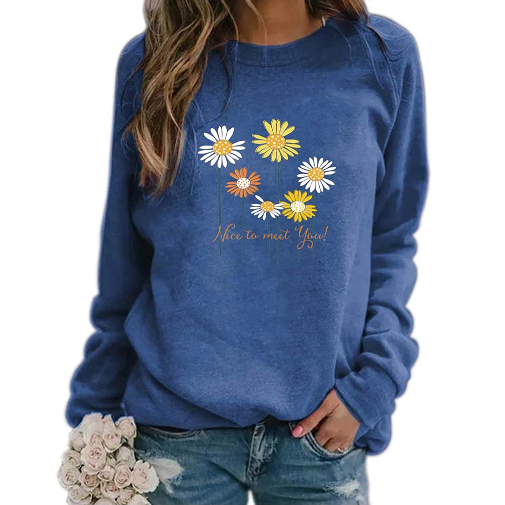 Flower Printed Pullover for Women Loose Casual Round Neck Full Sleeve Graphic Tops 2020 Autumn Fashion Lady Daisy Sweatshirts
Flower Printed Pullover for Women Loose Casual Round Neck Full Sleeve Graphic Tops 2020 Autumn Fashion Lady Daisy Sweatshirts