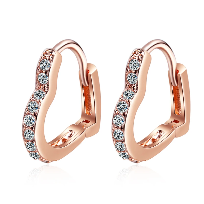 Romantic Rosegold Heart-shape Hoop Earrings Women Lovely Crystal Piercing Earring CZ Zircon Heart Hoop Earrings Party Jewelry
Romantic Rosegold Heart-shape Hoop Earrings Women Lovely Crystal Piercing Earring CZ Zircon Heart Hoop Earrings Party Jewelry
