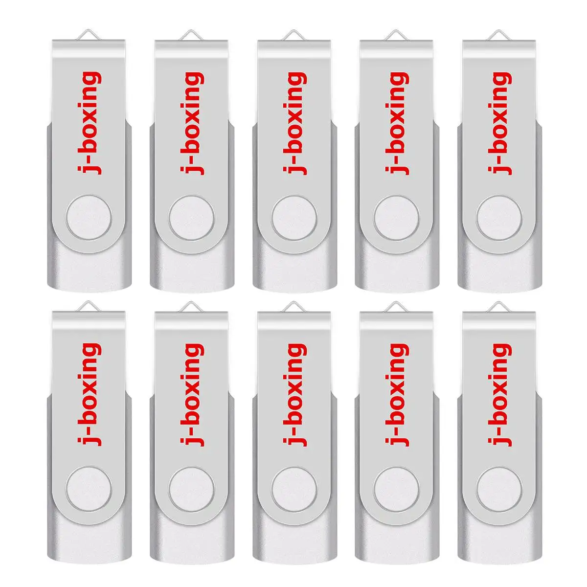 

J-boxing 10PCS USB Flash Drive Bulk 4GB Metal Swivel Memory Stick 1GB 2GB Rotating Zip Drives 8GB 16GB 32GB Thumb Drives Silver