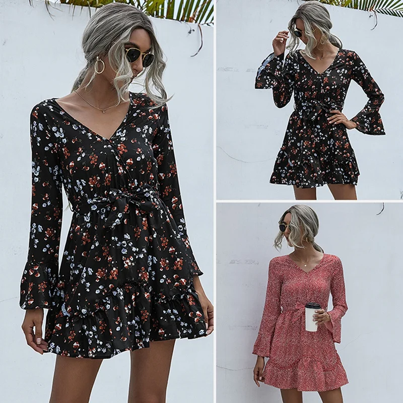 Женское мини-платье с рюшами Boho, вечерние платья с длинным рукавом и v-образным вырезом с поясом, сарафан
Женское мини-платье с рюшами Boho, вечерние платья с длинным рукавом и v-образным вырезом с поясом, сарафан