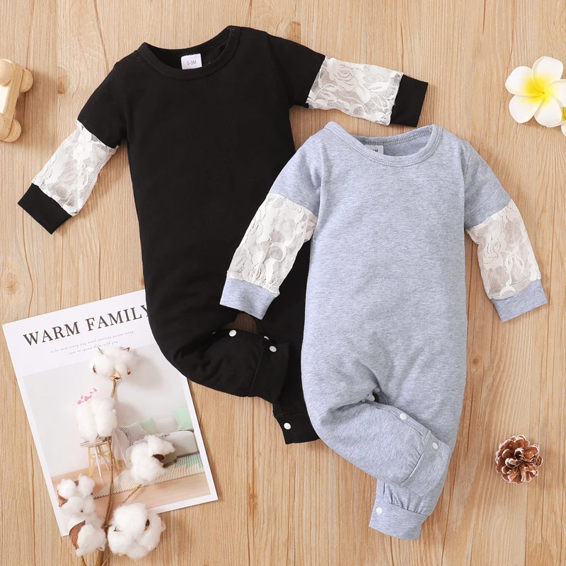 New Baby Rompers Solid Color Knitted Casual Lace Patchwork Long Sleeve Girls Round Neck Cotton Bodysuits Spring/Autumn Playsuits
New Baby Rompers Solid Color Knitted Casual Lace Patchwork Long Sleeve Girls Round Neck Cotton Bodysuits Spring/Autumn Playsuits