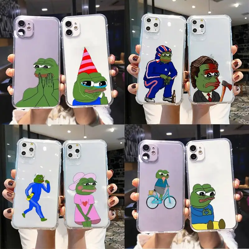 

Sad Frog meme Phone Case For iPhone 13 X XS MAX 6 6s 7 7plus 8 8Plus 5 5S SE 2020 XR 11 11pro max Clear funda Cover