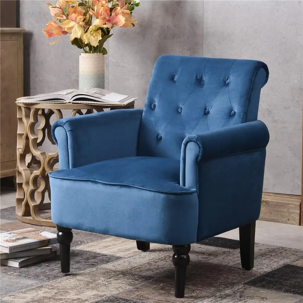 Elegant Button Tufted Club Chair Accent Armchairs Roll Arm Living Room Cushion With Wooden Legs
Elegant Button Tufted Club Chair Accent Armchairs Roll Arm Living Room Cushion With Wooden Legs