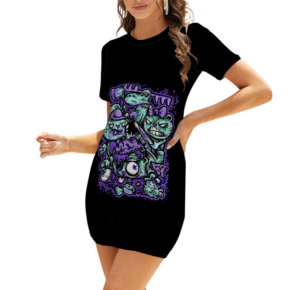 Dark Wind Cartoon 3D Printing Women's Dress Casual Fashion Tight Knit Skirt Club Party Dress Summer Short Sleeve Slim Dress
Dark Wind Cartoon 3D Printing Women's Dress Casual Fashion Tight Knit Skirt Club Party Dress Summer Short Sleeve Slim Dress