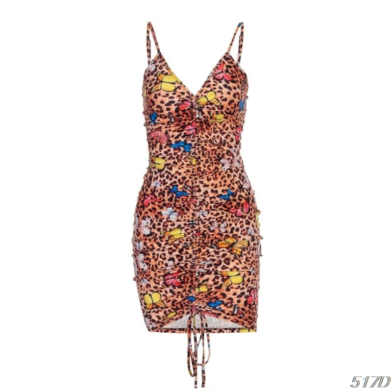 Women Sleeveless Ruched Drawstring Leopard Butterfly Mini Bodycon Dress Clubwear New 2021
Women Sleeveless Ruched Drawstring Leopard Butterfly Mini Bodycon Dress Clubwear New 2021