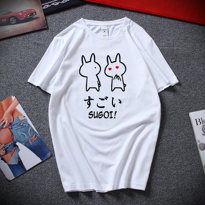 Sugoi Rabbit T-shirt Cute Anime Of Japan Design Funny T shirts Top Fashion Harajuku Style Cotton Short sleeve Tee shirt homme
Sugoi Rabbit T-shirt Cute Anime Of Japan Design Funny T shirts Top Fashion Harajuku Style Cotton Short sleeve Tee shirt homme