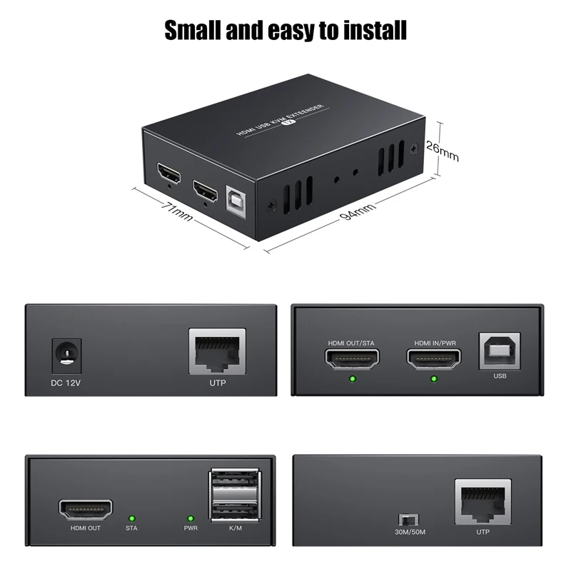 HDMI Extender RJ45 1080P @ 60Hz 50M Optical Transceiver KVM Supports USB Keyboard and Mouse(EU Plug)
HDMI Extender RJ45 1080P @ 60Hz 50M Optical Transceiver KVM Supports USB Keyboard and Mouse(EU Plug)