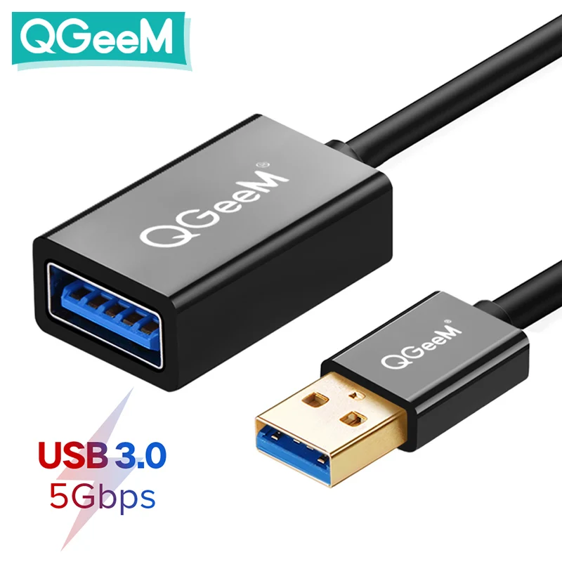 QGeeM USB кабель удлинитель шнура супер Скорость 3 0 Мужской до женского 1 м 2 для