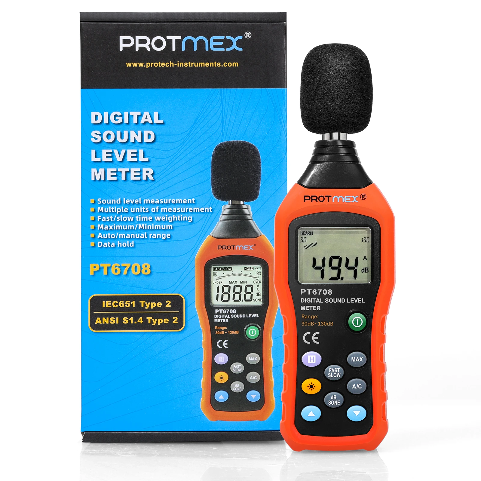 Noise Meter Sound Level Meter, Protmex MS6708 Portable Digital Audio Decibel Sound Level Tester Monitor dB Meter, Measurement Ra
Noise Meter Sound Level Meter, Protmex MS6708 Portable Digital Audio Decibel Sound Level Tester Monitor dB Meter, Measurement Ra