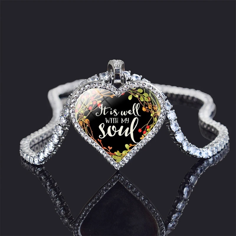 It Is Well with My Soul Bible Verse Necklace Rhinestone Pendant Men Women Catholic Christian Scripture Jewelry
It Is Well with My Soul Bible Verse Necklace Rhinestone Pendant Men Women Catholic Christian Scripture Jewelry
