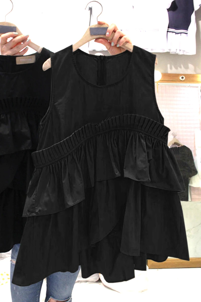 Summer Sleeveless Blouse Womoan 2020 Spring Summer Korean Style Ruffle Loose Doll Shirt Irregular Slit Sleeveless Shirt Blusas
Summer Sleeveless Blouse Womoan 2020 Spring Summer Korean Style Ruffle Loose Doll Shirt Irregular Slit Sleeveless Shirt Blusas