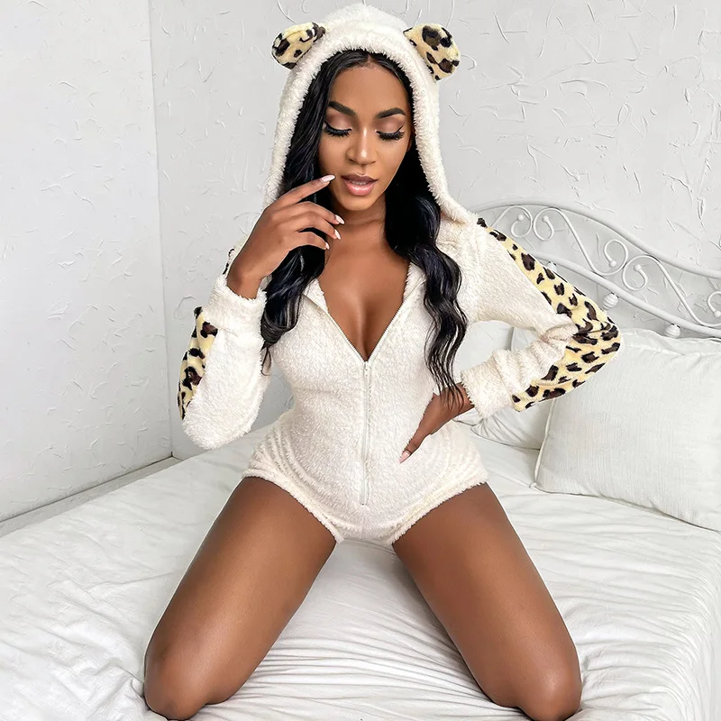 wsevypo Women's Zip Up Flannel Hooded Romper Autumn Winter Casual Fuzzy Long Sleeve Leopard Color Block Warm Playsuits Slim Suit
wsevypo Women's Zip Up Flannel Hooded Romper Autumn Winter Casual Fuzzy Long Sleeve Leopard Color Block Warm Playsuits Slim Suit