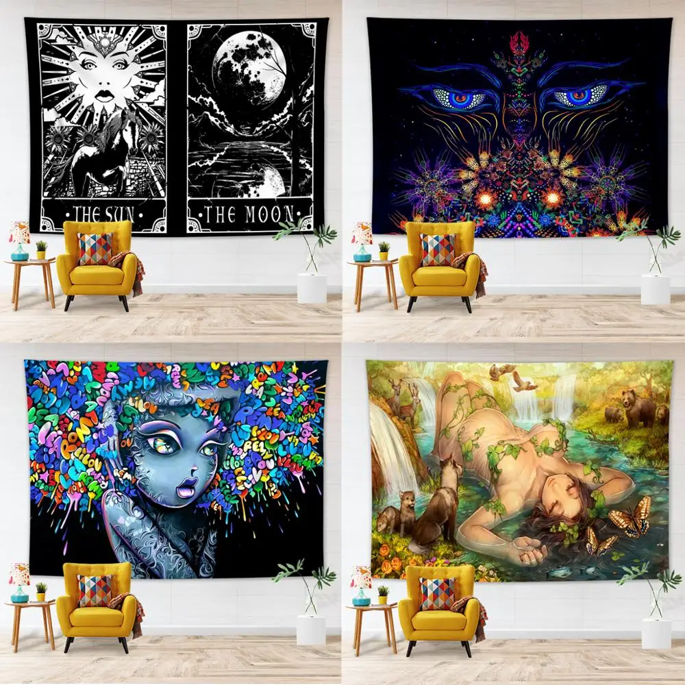India Mandala Sun Moon Tapestry Wall Hanging Psychedelic Tapestry Wall Carpet Hippie Tapiz Witchcraft Wall Cloth Tapestries
India Mandala Sun Moon Tapestry Wall Hanging Psychedelic Tapestry Wall Carpet Hippie Tapiz Witchcraft Wall Cloth Tapestries