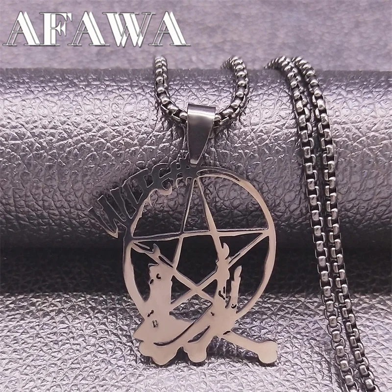 Witch Witchcraft Pentagram Bones Stainless Steel Long Necklaces Men/Men Black Color Statement Necklace Jewelry colliers N7024S03
Witch Witchcraft Pentagram Bones Stainless Steel Long Necklaces Men/Men Black Color Statement Necklace Jewelry colliers N7024S03