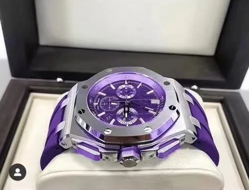 2020 Limited Luxury Brand New Mens Watch Japan VK Chronograph Watches Stainless Steel Purple Rubber waterproof Luminous 42mm
2020 Limited Luxury Brand New Mens Watch Japan VK Chronograph Watches Stainless Steel Purple Rubber waterproof Luminous 42mm