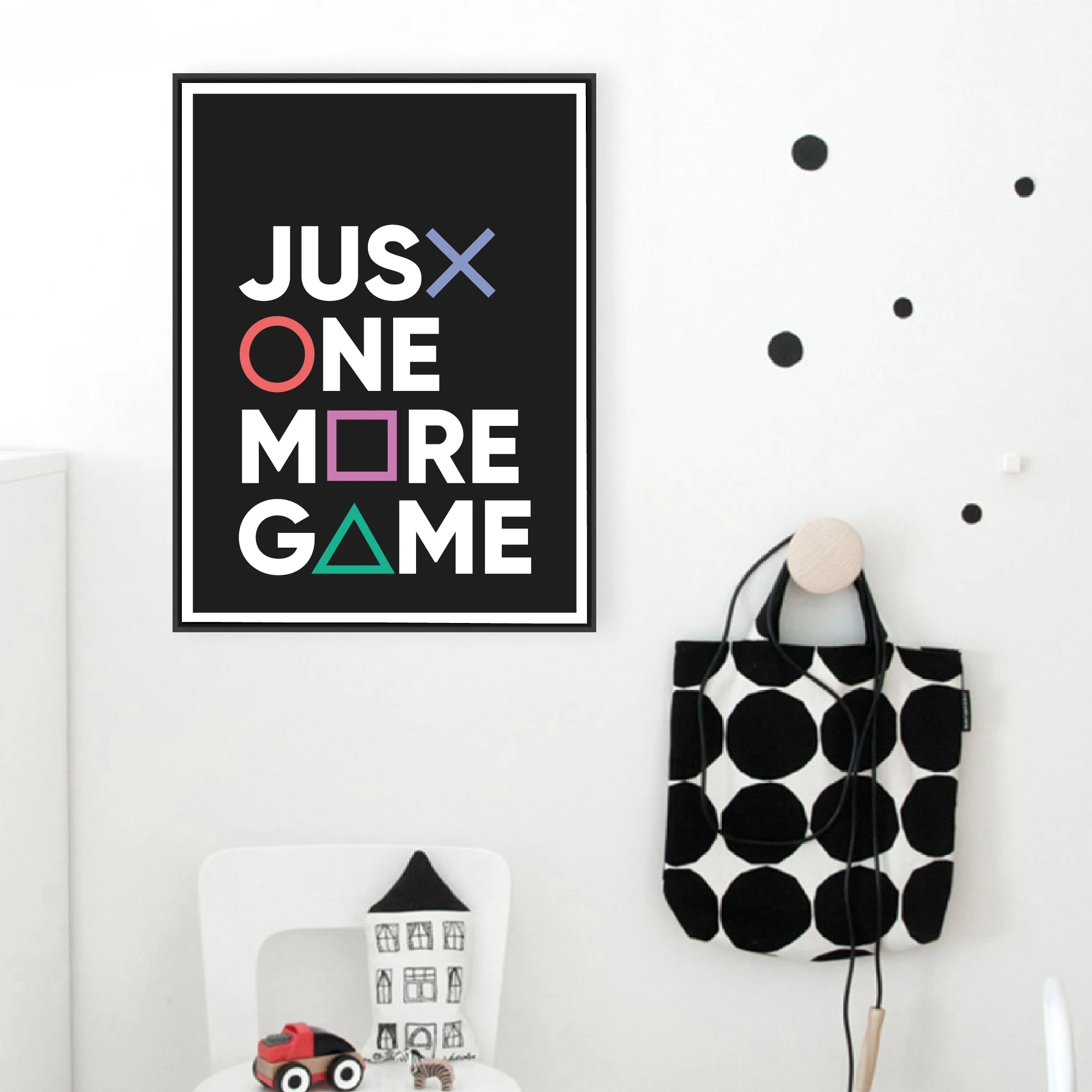Just One More Game Poster Prints Gamer Joystick Symbols Gamepad Controller for Boys Room Cartoon Wall Art Canvas Painting
Just One More Game Poster Prints Gamer Joystick Symbols Gamepad Controller for Boys Room Cartoon Wall Art Canvas Painting