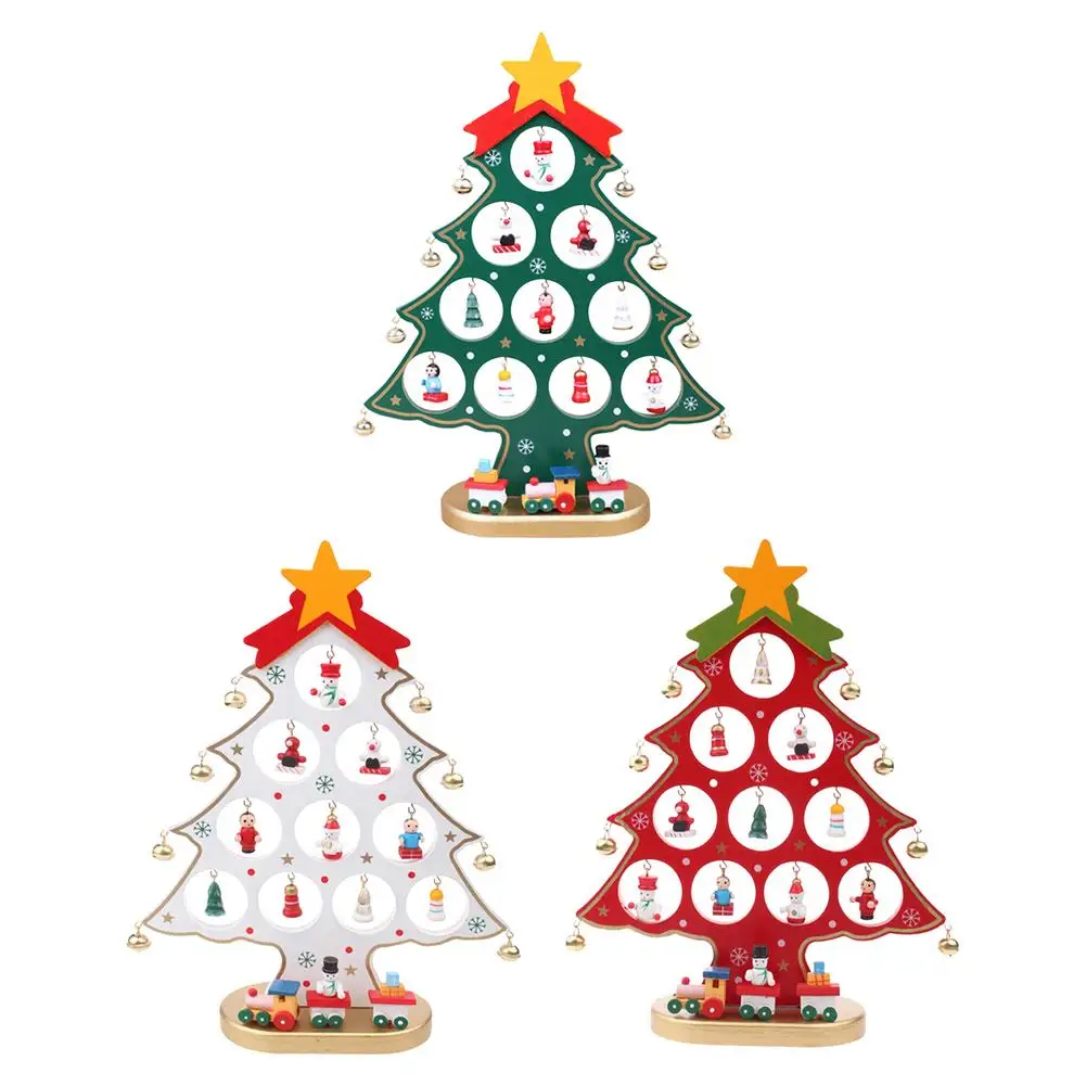 

Детская Деревянная Рождественская елка с подвесными украшениями, детские новогодние подарки на Рождество 2021, настольное украшение для дом...