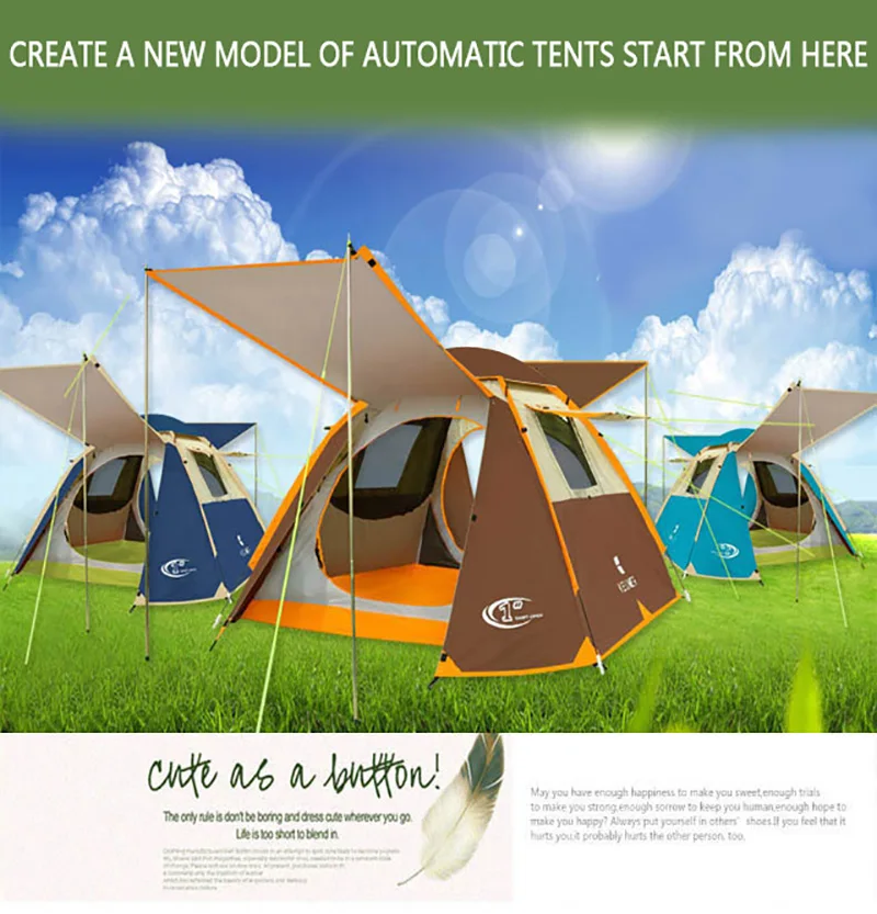 Automatic Speed Open Tent Double-layer Tent Pop-up Family Outdoor Camping Tent Couple Space Tent 3-4 Person Waterproof Tent
Automatic Speed Open Tent Double-layer Tent Pop-up Family Outdoor Camping Tent Couple Space Tent 3-4 Person Waterproof Tent