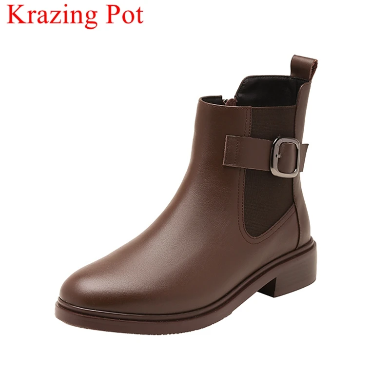Krazing Pot big size cow leather zipper Chelsea boots med heels buckle warm winter shoes office lady solid concise ankle boots
Krazing Pot big size cow leather zipper Chelsea boots med heels buckle warm winter shoes office lady solid concise ankle boots