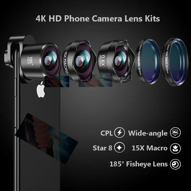 5in1 Mobile Phone Lens Kit HD 4K Wide Macro Super Fisheye Telescope Camera Lens for iPhone XR Samsung S10 all smartphone
5in1 Mobile Phone Lens Kit HD 4K Wide Macro Super Fisheye Telescope Camera Lens for iPhone XR Samsung S10 all smartphone