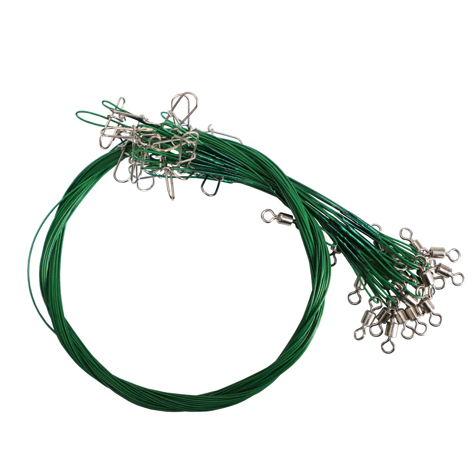 100pcs Fishing Leaders Steel Wire Rolling Swivels with Safety Snap Fish Line Connectors High Strenth 30KG 70cm Accessory Tackles
100pcs Fishing Leaders Steel Wire Rolling Swivels with Safety Snap Fish Line Connectors High Strenth 30KG 70cm Accessory Tackles
