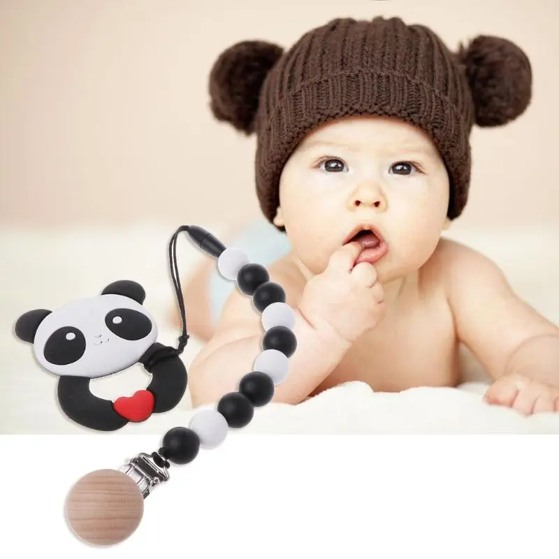 Baby Teether Ring With Pacifier Chain Clip Panda BPA Free Silicone Teethers Teething Chew Toy Infant Gift
Baby Teether Ring With Pacifier Chain Clip Panda BPA Free Silicone Teethers Teething Chew Toy Infant Gift