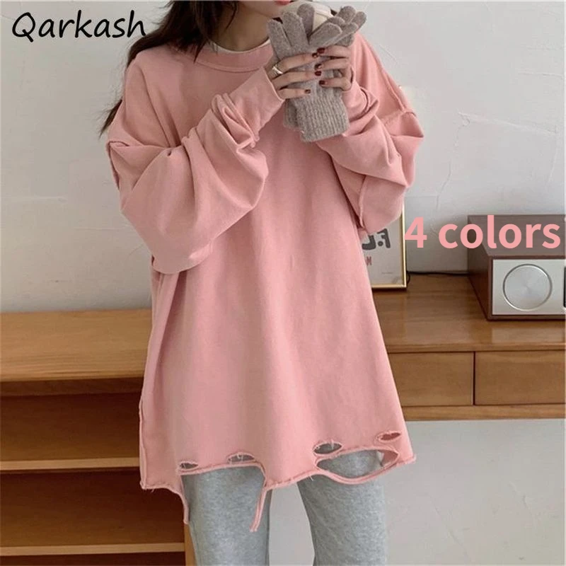 Sweatshitrts Women Spring Hole Design Pure Color Leisure BF Style Loose Fashion Students All-match Basic Cozy Popular Couple Ins
Sweatshitrts Women Spring Hole Design Pure Color Leisure BF Style Loose Fashion Students All-match Basic Cozy Popular Couple Ins