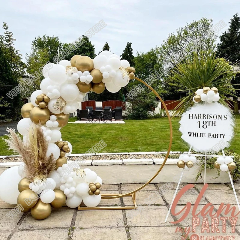 

151pcs Golden Balloon Garland Kit Wedding Background Decoration White Arch Birthday Party Baby Shower Company Dinner Table Decor