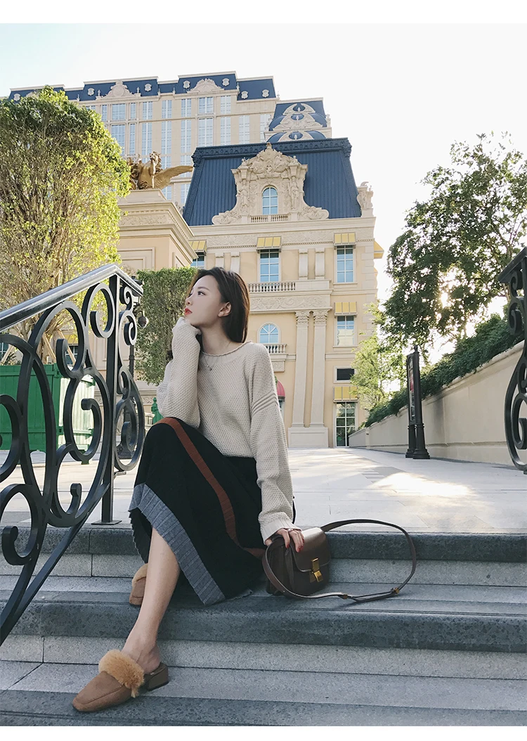 Fdfklak Casual high waist a-line knitted woolen skirt spring autumn women's mid-length wild patchwork color pleated skirt women
Fdfklak Casual high waist a-line knitted woolen skirt spring autumn women's mid-length wild patchwork color pleated skirt women