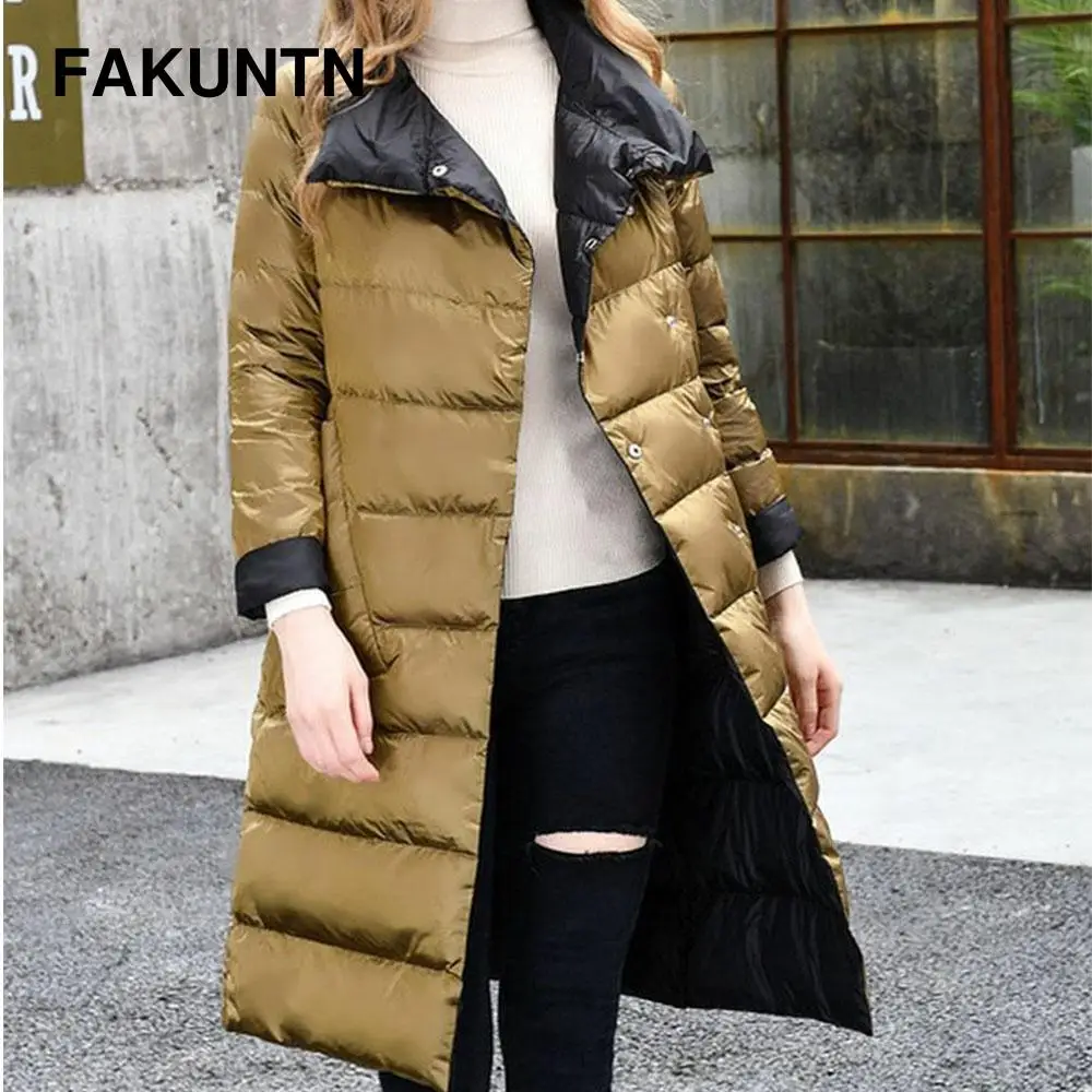 Women Light Thin Down Jackets Winter Stand Collar Long Sleeve Outerwear Jackets Double Sided Fashion Down Coat Mid-Length Women
Women Light Thin Down Jackets Winter Stand Collar Long Sleeve Outerwear Jackets Double Sided Fashion Down Coat Mid-Length Women